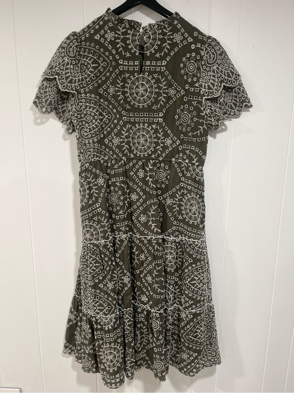 Baltic Born Mirabel Eyelet Midi Dress Women’s 1XL Olive Green Embroidered Cotton - Picture 5 of 8